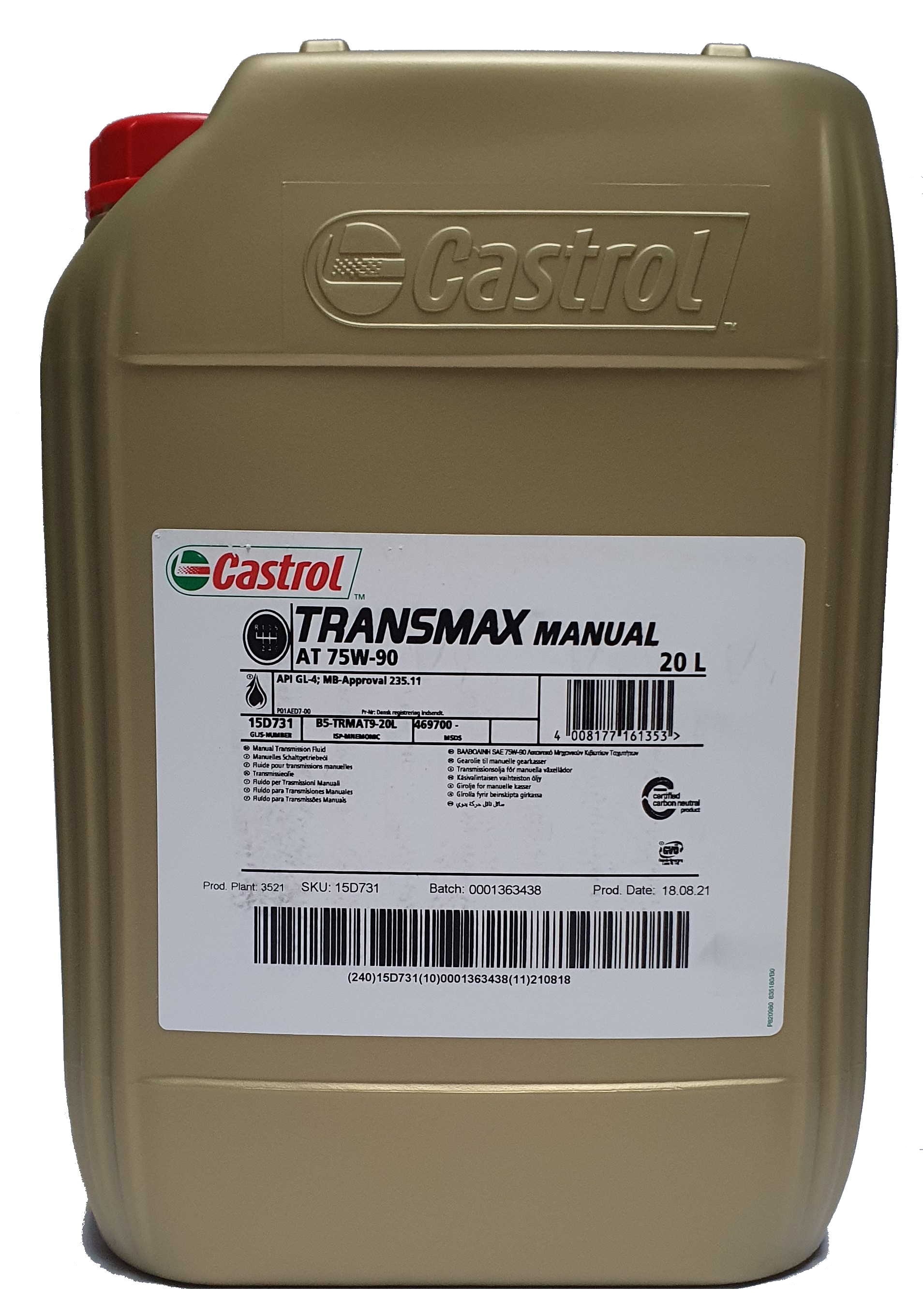 Castrol TRANSMAX Manual AT 75W-90 20 Liter