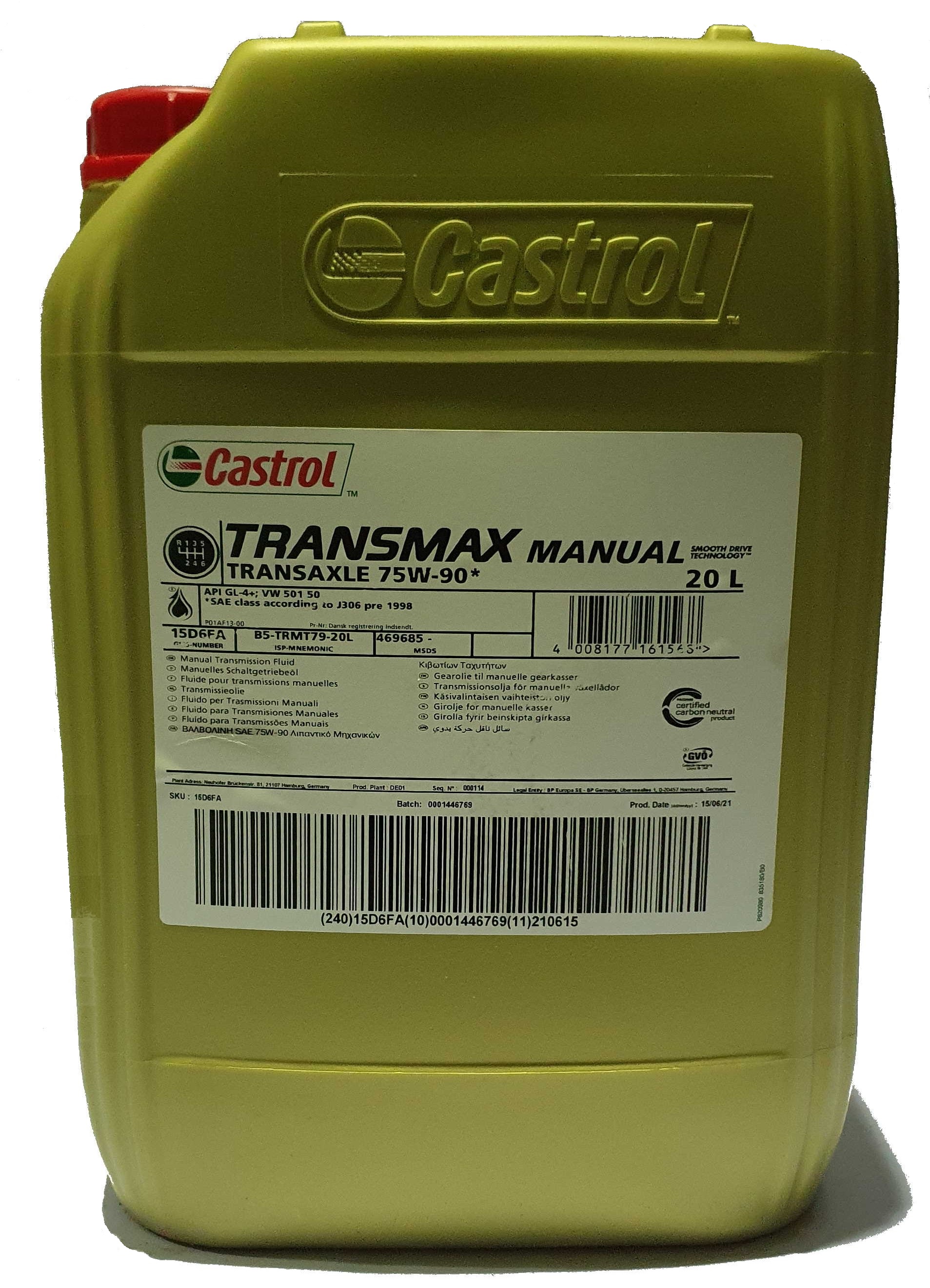 Castrol TRANSMAX Manual Transaxle 75W-90 20 Liter