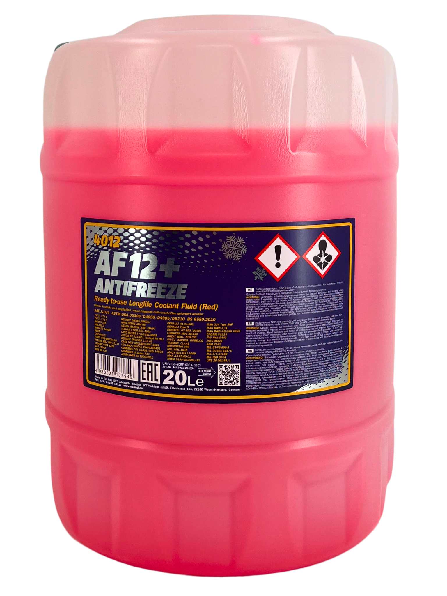 Mannol Antifreeze Kühlerfrostschutz AF12+ (-40 °C) Longlife 20 Liter