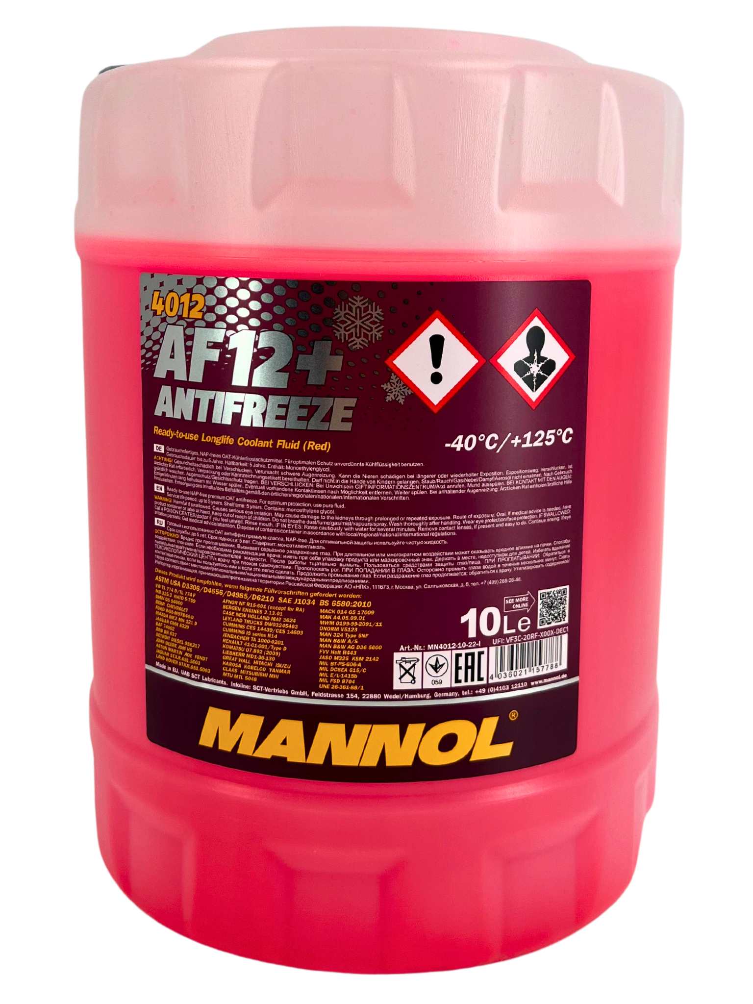 Mannol Antifreeze Kühlerfrostschutz AF12+ (-40 °C) Longlife 10 Liter